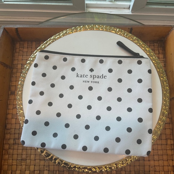 Kate Spade New York Black & White Polka Dot Canvas Make-Up Bag - Picture 1 of 5